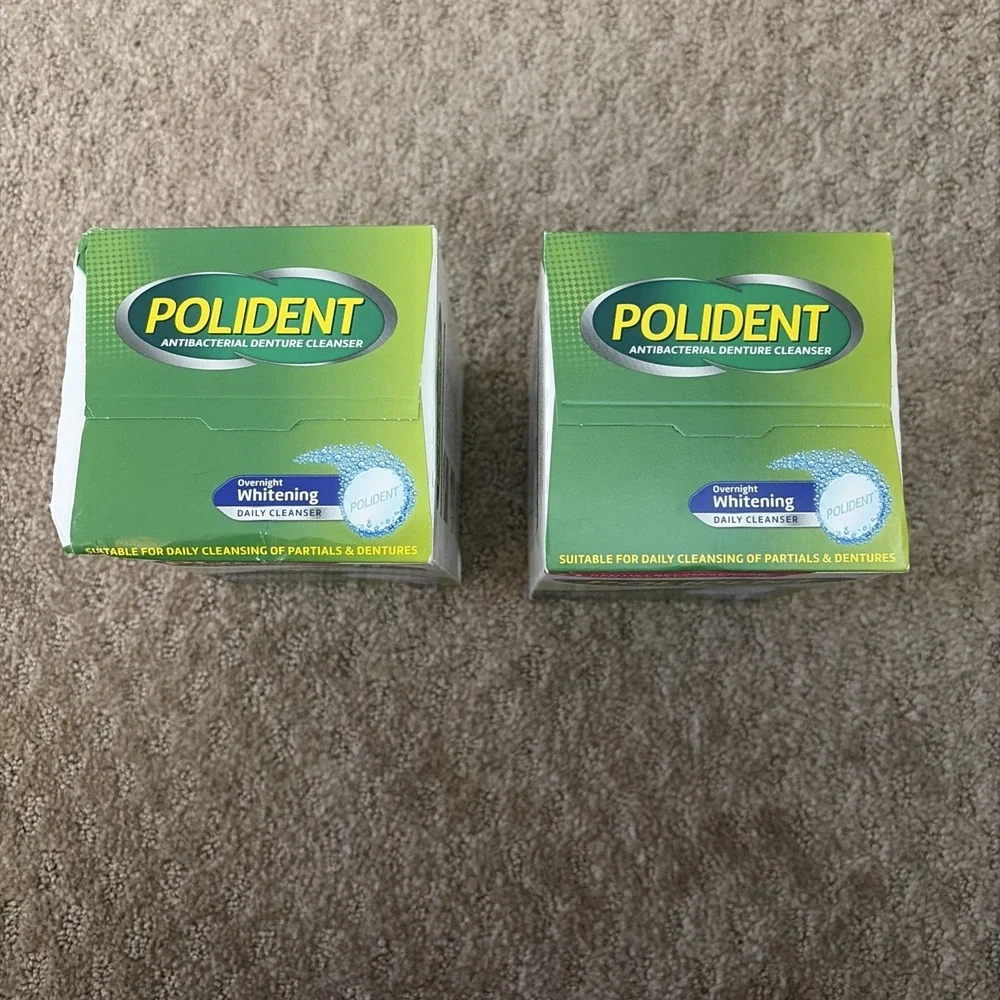 2 X POLIDENT 3 Minute Denture‎ Cleanser Tablets - 120 Count/each EXP 7/2027